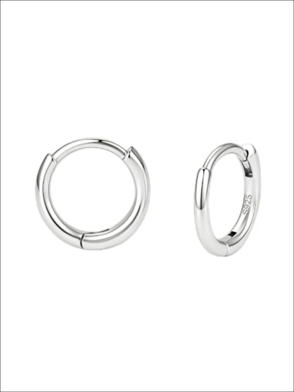 925 Sterling Silver Huggie Hoop Earrings Women Minimalist 7mm